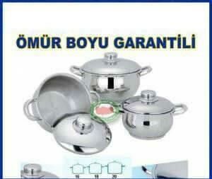 Ekonomik Tencere Seti Kapsül Tabanlı 6 parça Paslanmaz Çelik Tencere Seti 3lü Güveç Set 14-16-18cm