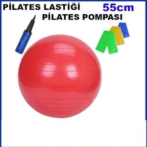 55cm EBATINDA PİLATES TOPU VE PİLATES SETİ