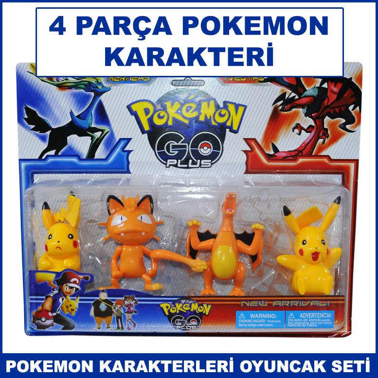 Efsane Pokemon Karakterleri Oyuncak Seti 4 Parça Dayanıklı ve Kaliteli