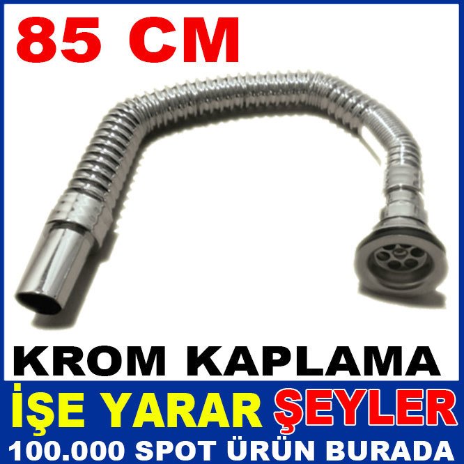 85cm Metalik Krom Kaplama Lavabo Gider Hortumu
