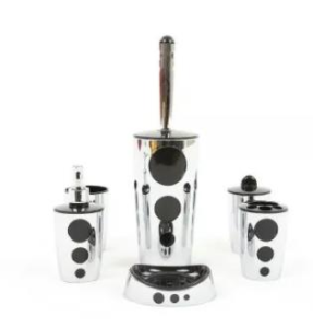 Flora Punto Krom Renkte 5'li Plastik Banyo Seti