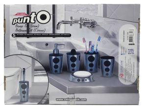 Flora Punto Krom Renkte 5'li Plastik Banyo Seti