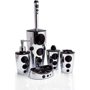 Flora Punto Krom Renkte 5'li Plastik Banyo Seti