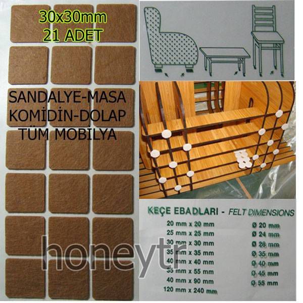Sandalye, Masa Mobilya Ayağına Zemin Koruyucu Keçe 30x30cm 21adet