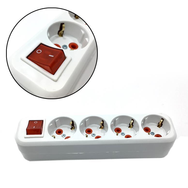 4'lü Işıklı Açma Kapama Anahtarlı Grup Priz Kablosuz Klemens