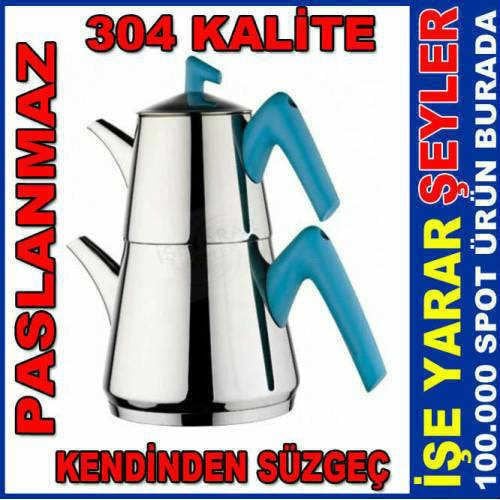 AKDENİZ PİRAMİT AİLE BOYU LÜKS ÇELİK ÇAYDANLIK