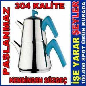 AKDENİZ PİRAMİT AİLE BOYU LÜKS ÇELİK ÇAYDANLIK