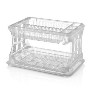 Şeffaf Petek Dokulu Kolay Demonte 2 Katlı Tabaklık Bulaşıklık Kaşıklık 45x29 h:28 Bulaşık Sepeti