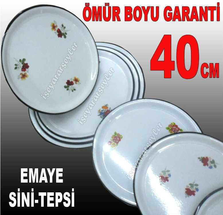 40cm SİNİ SAĞLIKLI ÇİNKO TEPSİ SOFRA SERVİS TEPSİSİ 40cm İÇİ ÇİÇEKLİ BEYAZ EMAYE TEPSİ HİJYENİKTİR