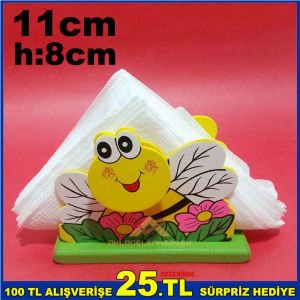 AHŞAP HAYVANLI MODEL MANDALLI NOT TUTACAKLI RENKLİ SEVİMLİ HAYVAN DESENLİ MASA ÜSTÜ AHŞAP PEÇETELİK