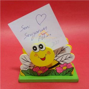 AHŞAP HAYVANLI MODEL MANDALLI NOT TUTACAKLI RENKLİ SEVİMLİ HAYVAN DESENLİ MASA ÜSTÜ AHŞAP PEÇETELİK