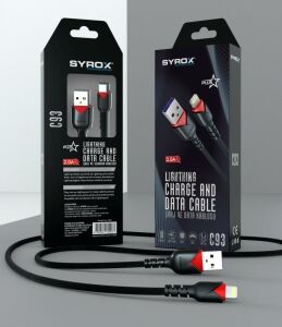 İphone telefonlar için Dayanıklı Örgü Kaplama  1 metre hızlı şarj 2.0Amper Syrox Lightning usb 100 cm c93