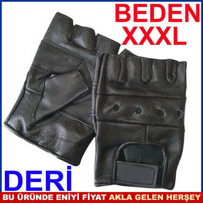 Hakiki deri büyük beden ağırlık kaldırma spor eldiveni XXXL BEDEN KESİK PARMAKLI KUZU DERİSİ ELDİVEN
