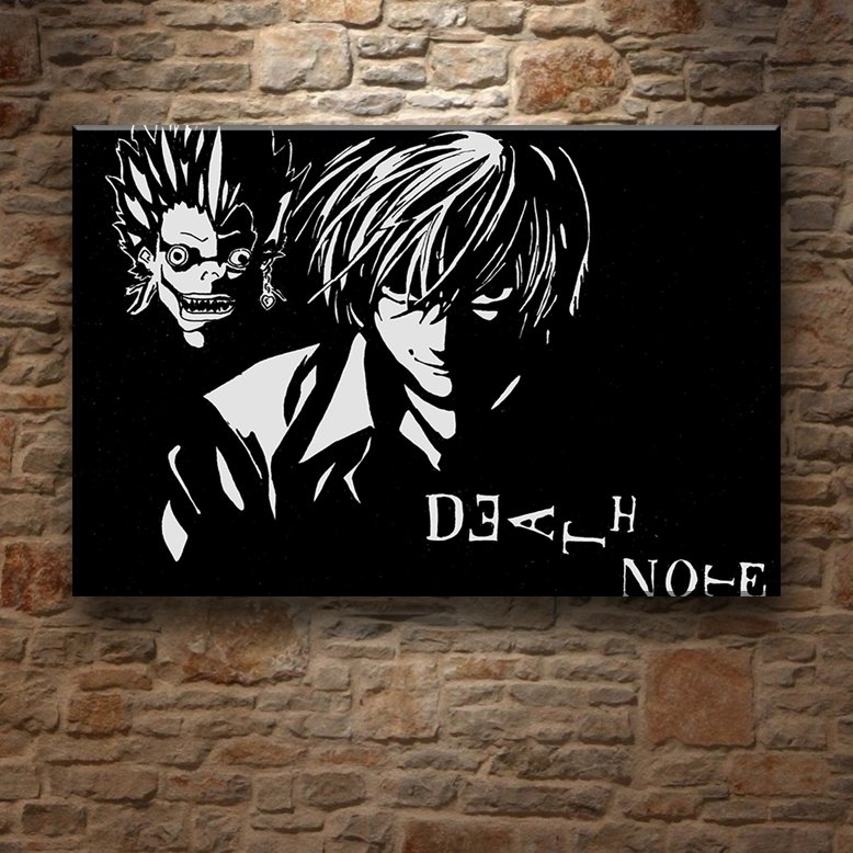 DEATHNOTE SİYAHBEYAZ 7 değişen ölçü ORİJİNAL KANVAS TABLO