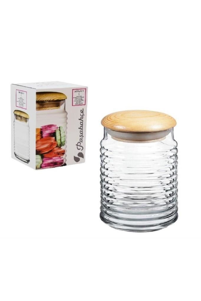 Paşabahçe Babylone 43173 Cam 1120cc Ahşap Kapaklı Kavanoz D-7