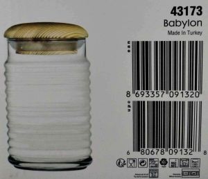 Paşabahçe Babylone 43173 Cam 1120cc Ahşap Kapaklı Kavanoz D-7
