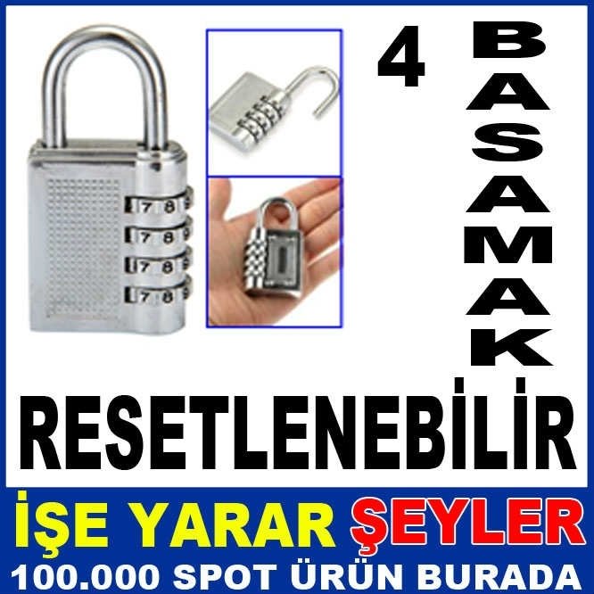4 HANELİ SIFIRLANABİLİR GENİŞ ŞİFRELİ KİLİT