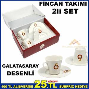 Galatasaray Desenli 2'li Kahve Fincan Takımı