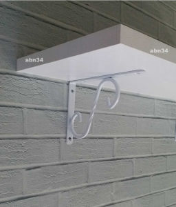 Metal ferforje raf ayağı Beyaz Renk 15x11cm L ayak vidalarla dübelleri dahil çelik raf altı demiri