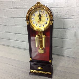 Antika Görünümlü Şık Tasarım Saat Çekmeceli Dekoratif Nostaljik Masa Saati 25x6cm Ebatında