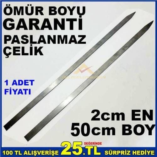 1. Kalite Ömür Boyu Garantili Kebap Şişi 50 cm Paslanmaz Çelik