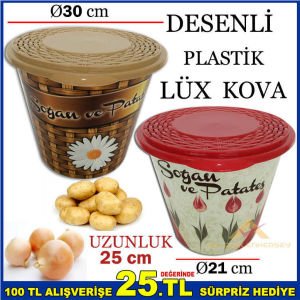 DESENLİ RENKLİ PLASTİK LÜX PATATES SOĞAN KOVASI -1