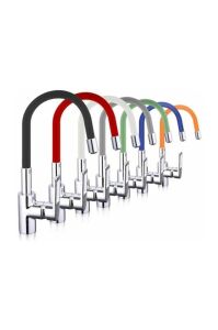 Esnek Kıvrılabilir Renkli Silikon Oynar Başlıklı Musluk Bataryası Başlığı Kubar