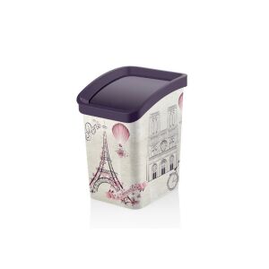 Paris Desenli 1 No 6 Litre Otomatik Smart Click Kapaklı Çöp Kovası 18x23cm h:27