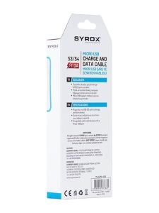 C62 Syrox 1Amper Micro Usb Hızlı Şarj Cihaz Kablosu Data Kablo S3/S4 Samsung Beyaz renk