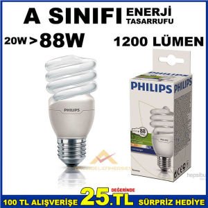 PHILIPS A SINIFI ENERJİ TASARRUFLU 20W E27 AMPUL