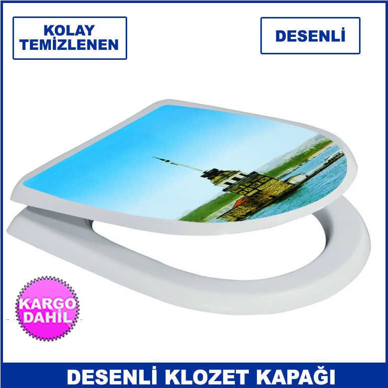 Tüm Klozetlere Uygun Kolay Temizlenen ve Takılan Şehir Manzaralı Klozet Kapak Takımı