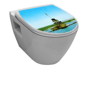 Tüm Klozetlere Uygun Kolay Temizlenen ve Takılan Şehir Manzaralı Klozet Kapak Takımı