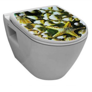 Tüm Klozetlere Uygun Kolay Temizlenen ve Takılan Deniz Ürünleri Desenli Klozet Kapak Takımı