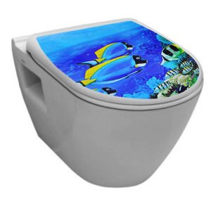 Tüm Klozetlere Uygun Kolay Temizlenen ve Takılan Deniz Ürünleri Desenli Klozet Kapak Takımı