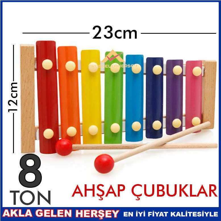 Orjinal Ksilifon Çocuklar ve Büyükler İçin Eğitici Öğretici 8 Notalı Ahşap Ksilofon Vurmalı Çalgı