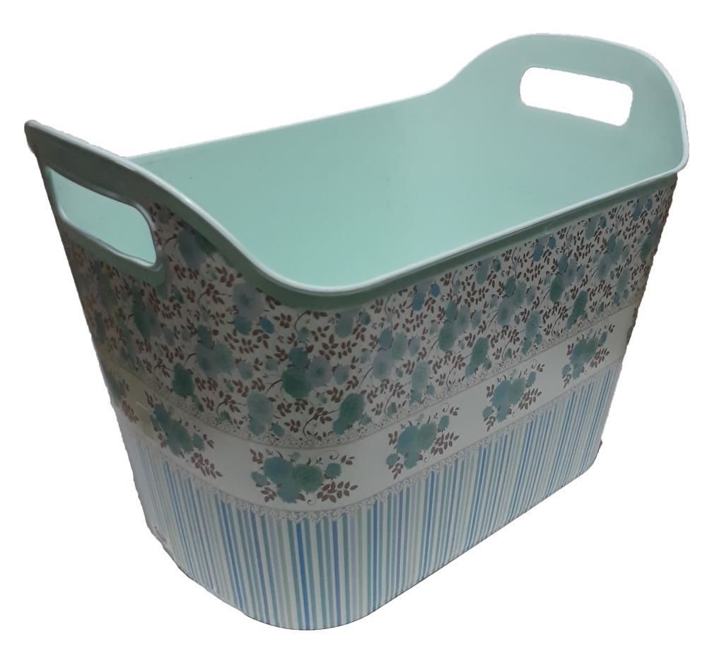 Pembe/Su Yeşili Çamaşır Selesi Çok Amaçlı Sepet 44x30x26cm 2 Kulplu Kaliteli Plastikten Üretim