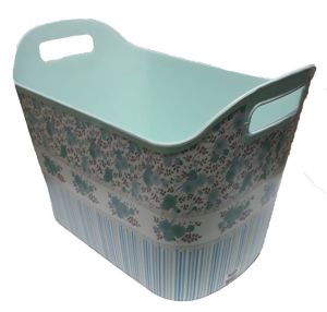 Pembe/Su Yeşili Çamaşır Selesi Çok Amaçlı Sepet 44x30x26cm 2 Kulplu Kaliteli Plastikten Üretim