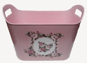 Pembe/Su Yeşili Çamaşır Selesi Çok Amaçlı Sepet 44x30x26cm 2 Kulplu Kaliteli Plastikten Üretim