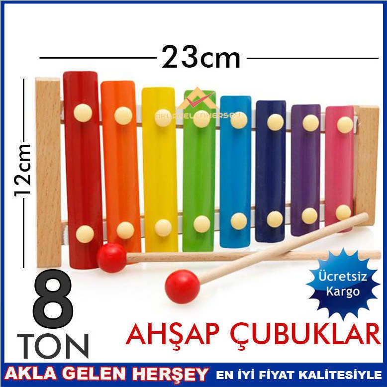 Orjinal Ksilifon Çocuklar ve Büyükler İçin Eğitici Öğretici 8 Notalı Ahşap Ksilofon Vurmalı Çalgı