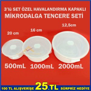 3'lü SET ÖZEL HAVALANDIRMA KAPAKLI TENCERE SETİ