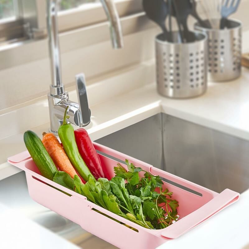 Buzdolabı Lavabo Süzgeçli Çok Amaçlı Organizer Raf Meyve Sebze Yıkama Sepeti