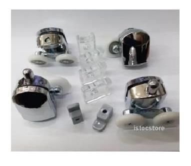 Cam Duş Kabin Tekerleği 4'lü Rulman Set Duşakabin Tekerlek Takımı Süper 1.Plastik Kromaj Metal Ayak