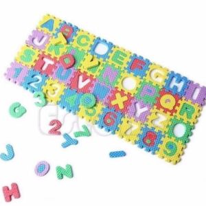 72 parça 9x9cm Mini Parçalı Eva Puzzle Harf Sayı Eğitici Oyun Halısı 36 Puzzle+36 Harf ve Sayı