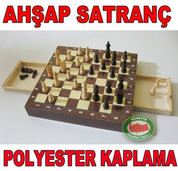 KAPLAMALI ve ÇEKMECELİ AHŞAP SATRANÇ TAKIMI 29cm
