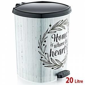 Beyaz Ahşap Home Heart'is Dizayn 20Lt BüyükBoy Pedallı Çöp Kovası Çıkabilir 2.kovayla Sağlıklı Yaşam