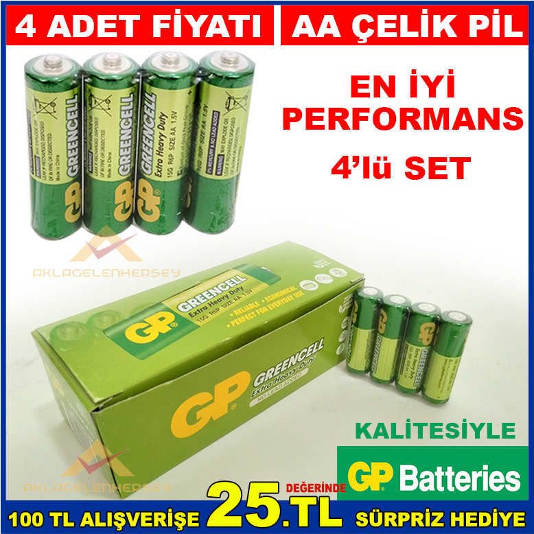GP GREENCELL 4adet AA KALEM PİL YÜKSEK PERFORMNS