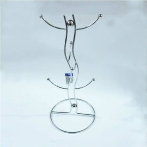 Paslanmaz Çelik 6 Askılı Krom Kupa Askısı Vals Dizayn - Mug Askılığı - Bardak Askısı