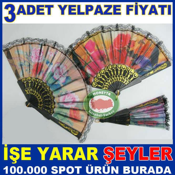3 adet dantelli kumaş serinlik yelpazesi cebe çantaya kolayca sığan katlanır yelpaze -2