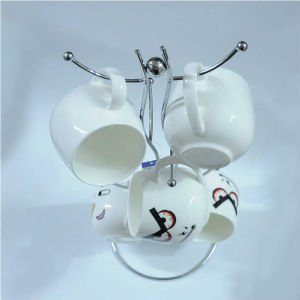 Paslanmaz Çelik 6 Askılı Krom Kupa Askısı Vals Dizayn - Mug Askılığı - Bardak Askısı