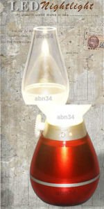 Retro Şarjlı Gece Lambası Işık Seviyesi Ayarlı Led Lamba Üflemeyle Yanıp Sönen Nostaljik İdare Lamba